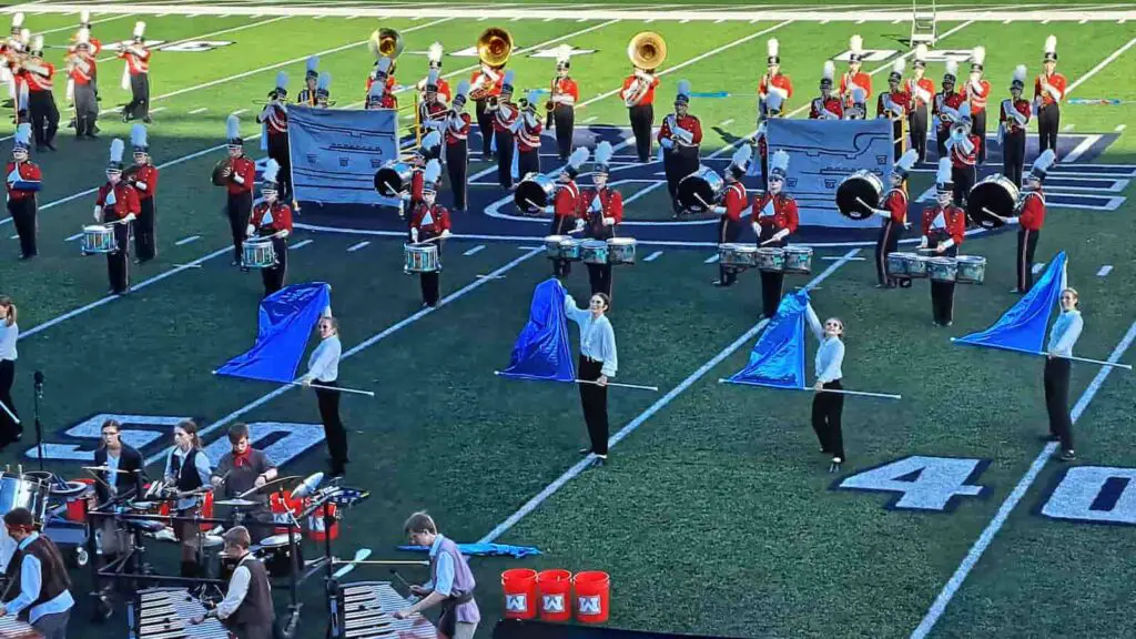 Marching band performing in a Marching band competition