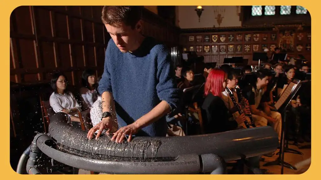 Hydraulophone in concert hall.