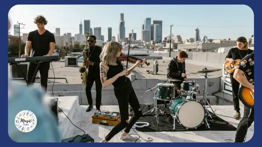 musical group playing a live performance
